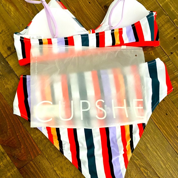 CUPSHE high-waisted two piece bikini.